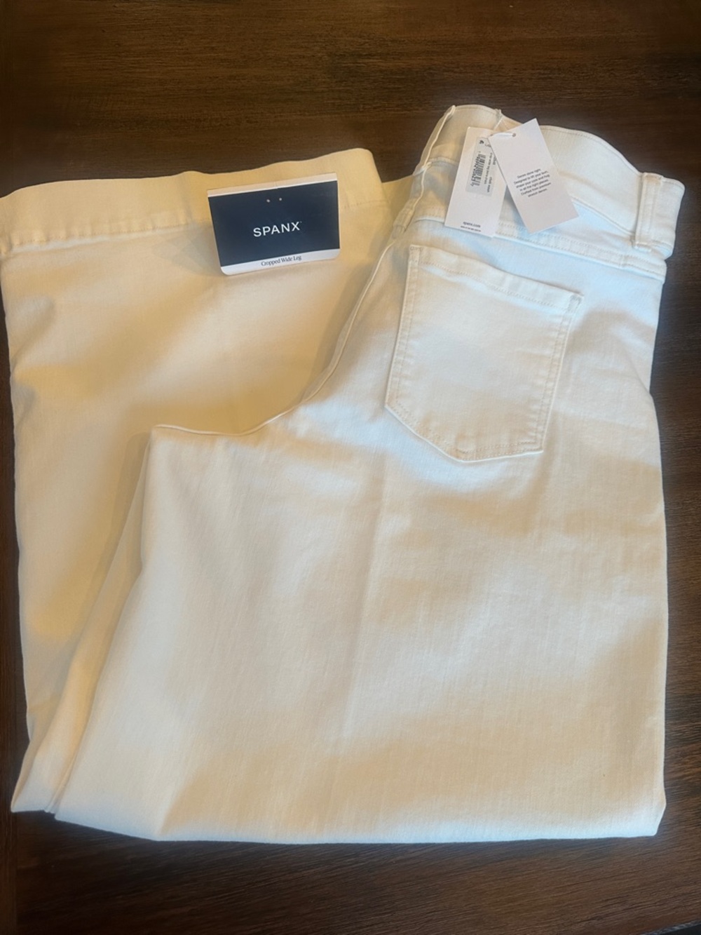 NWT Spanx Wide Leg Cropped Jeans in Chalk